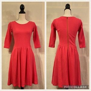 Matilda Jane coral pink Virginia textured fit flare long sleeve dress